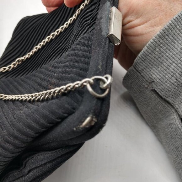 Vintage J.R. evening purse black satin w/cute attached change purse with mirror - Picture 8 of 8